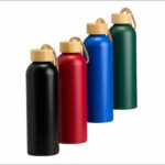Garrafa em alumínio 800ml com tampa de bambu
