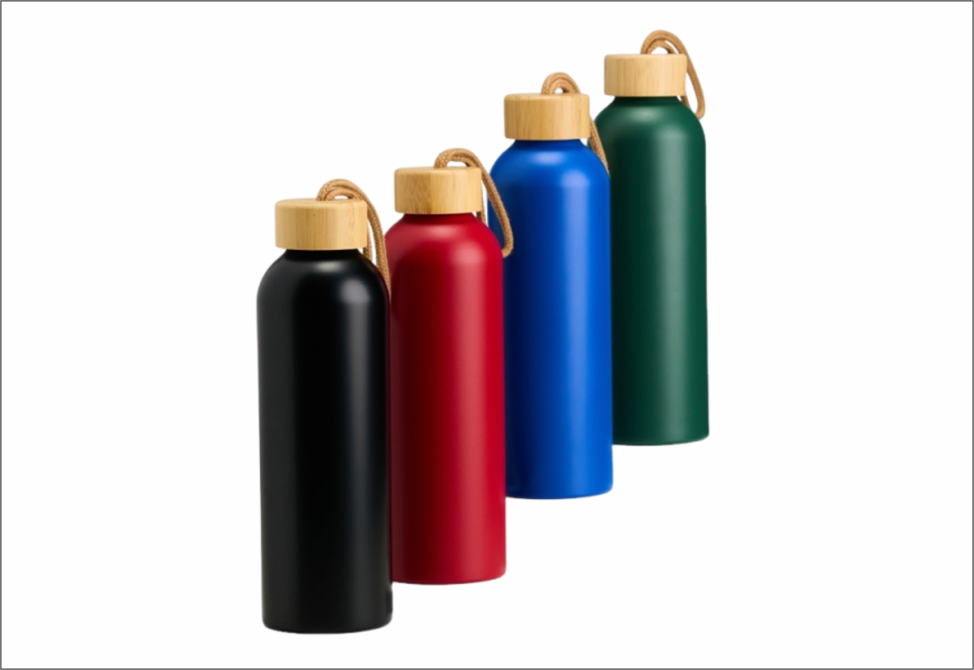 PRODUTO - GARRAFA ALUMÍNIO 800ML COM TAMPA DE BAMBU E ALÇA EMBUTIDA Garrafa em alumínio 800ml com tampa de bambu - Imagem 1
